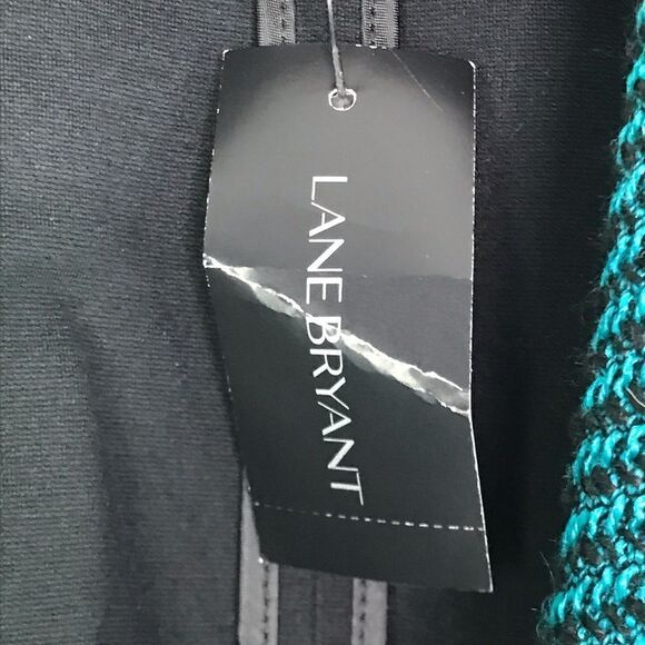 Lane Bryant Belted Tweed Green and Black Blazer - Picture 2 of 7